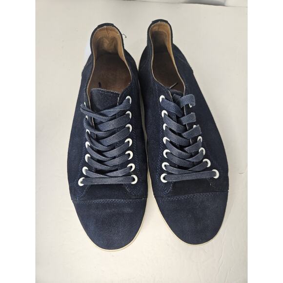 Women's Size 9 Navy Blue Suede Sneakers Lace Up Low Top Soft Comfort - Picture 3 of 8